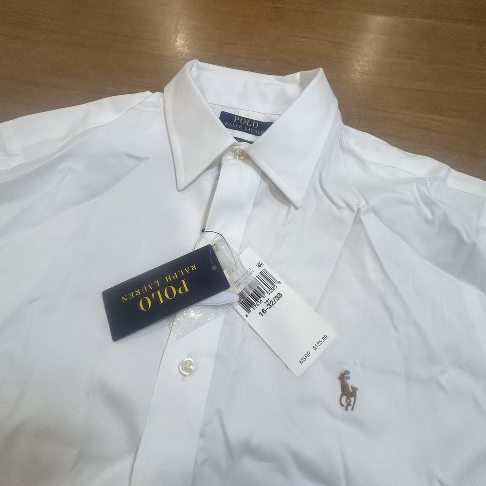 Polo Ralph Lauren Shirt Mens 16 32/33 White Classic Fit Button Down Dress NWT